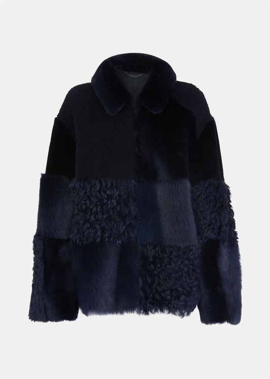 Navy Hema Shearling Coat