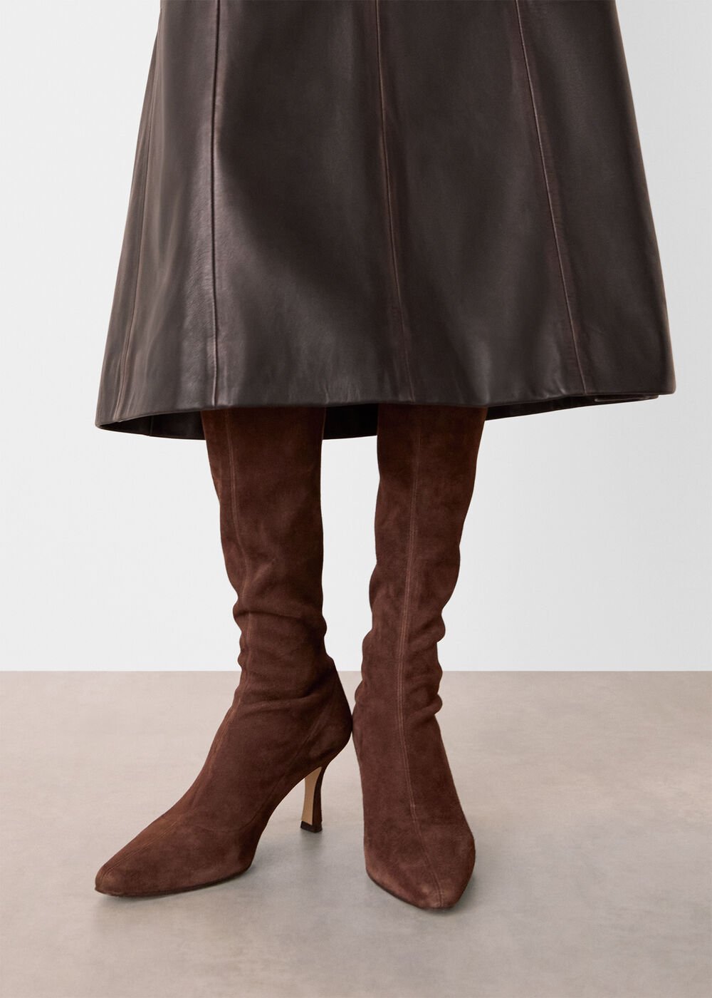 Chocolate Hera Stretch Suede Boots