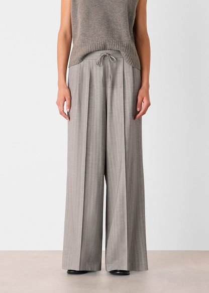 Grey/Multi Herringbone Wide Leg Trouser