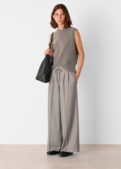 Grey/Multi Herringbone Wide Leg Trouser