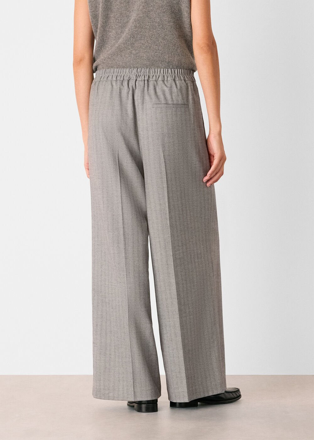 Grey/Multi Herringbone Wide Leg Trouser