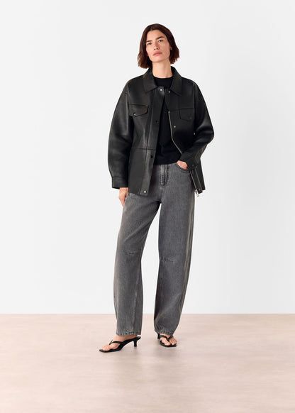 Grey Horseshoe Barrel Leg Jean