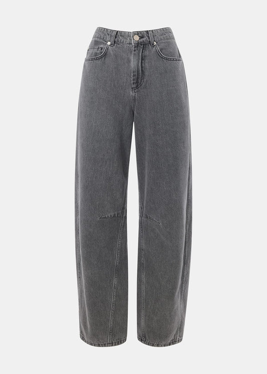 Grey Horseshoe Barrel Leg Jeans