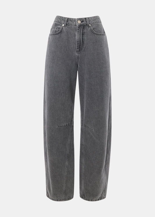 Grey Horseshoe Barrel Leg Jean