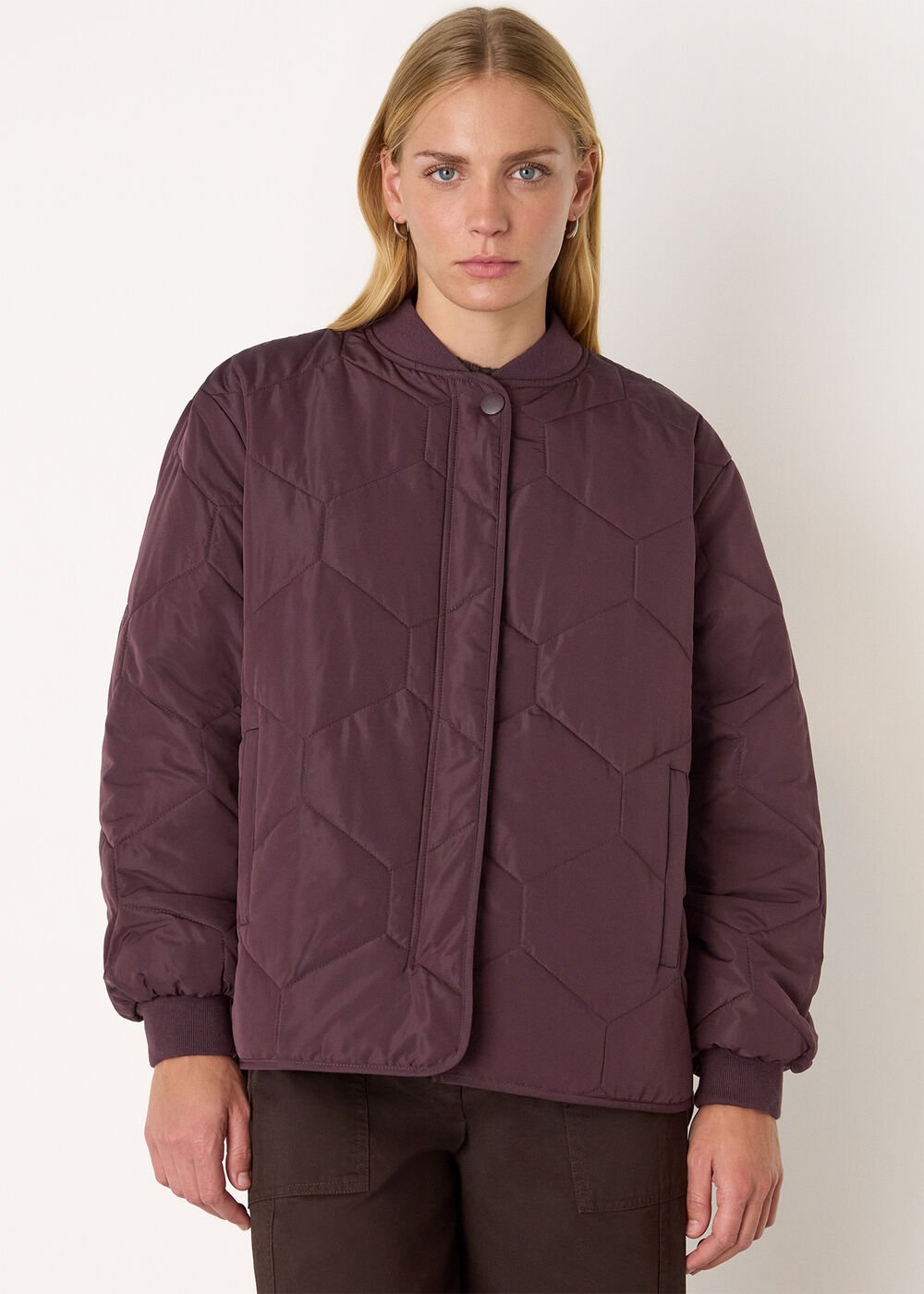 Burgundy Ida Short Quilted Coat