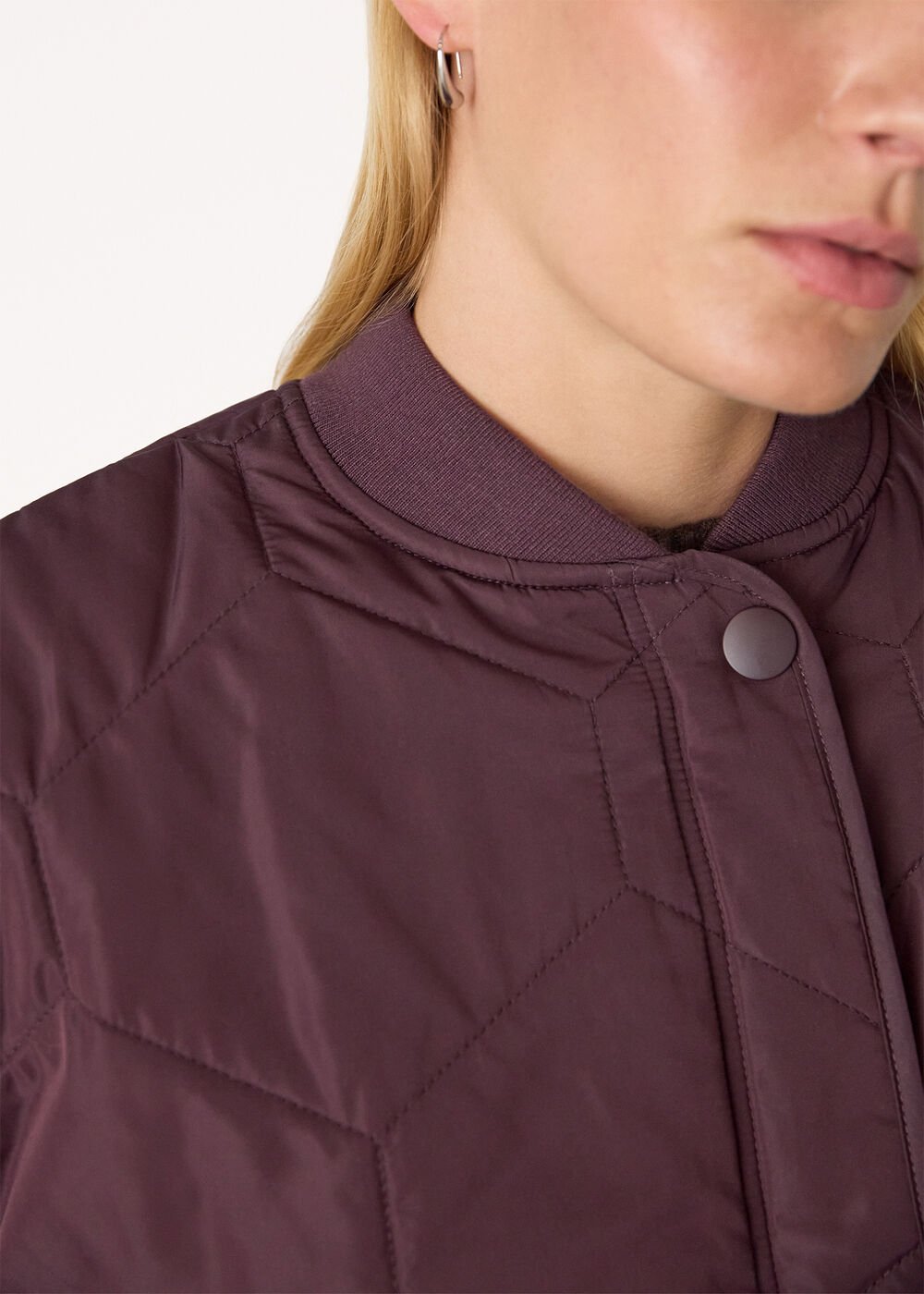 Burgundy Ida Short Quilted Coat
