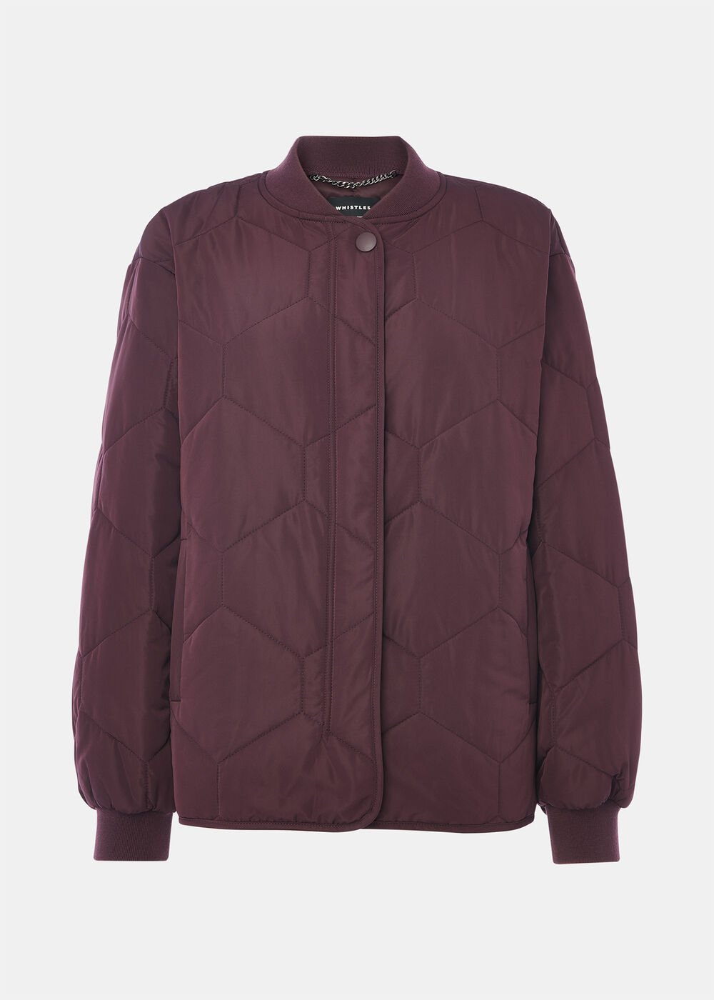 Burgundy Ida Short Quilted Coat