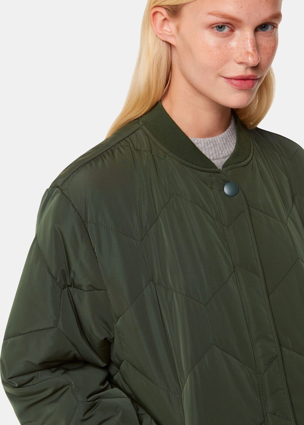 Khaki Ida Short Quilted Coat