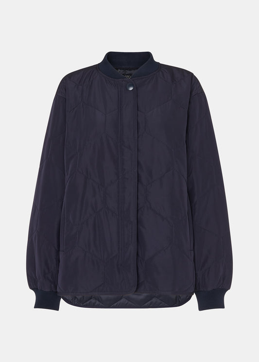 Navy Ida Short Quilted Coat