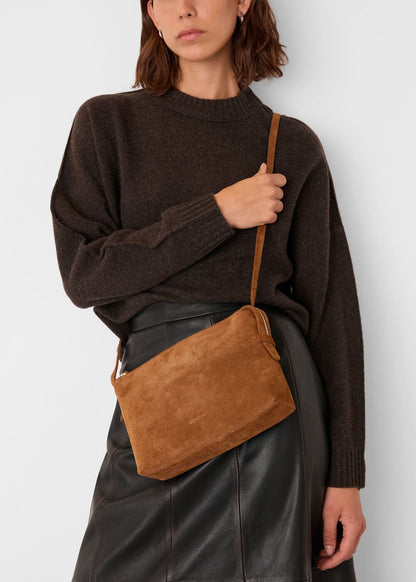Tan Kaia Suede Crossbody Bag