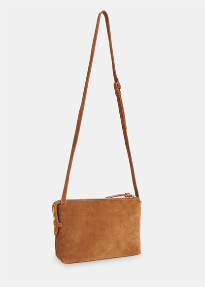 Tan Kaia Suede Crossbody Bag