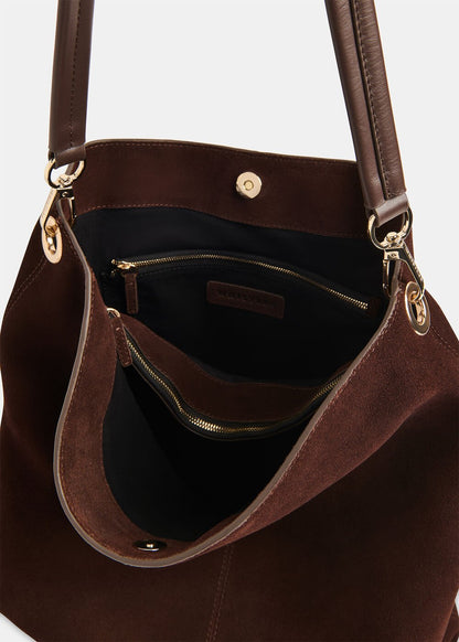 Chocolate Kamil Suede Tote Bag
