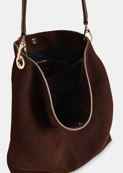 Chocolate Kamil Suede Tote Bag