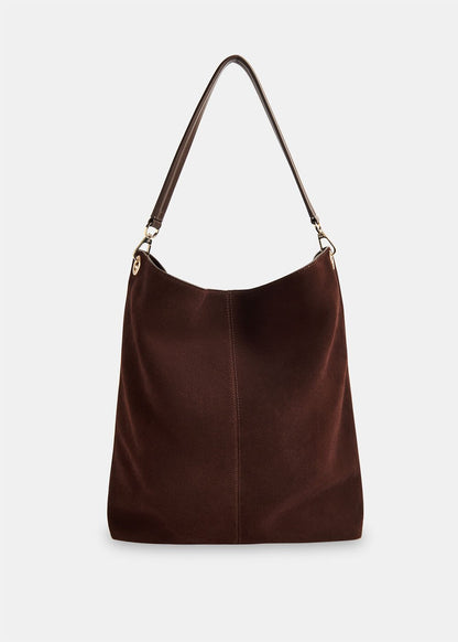 Chocolate Kamil Suede Tote Bag