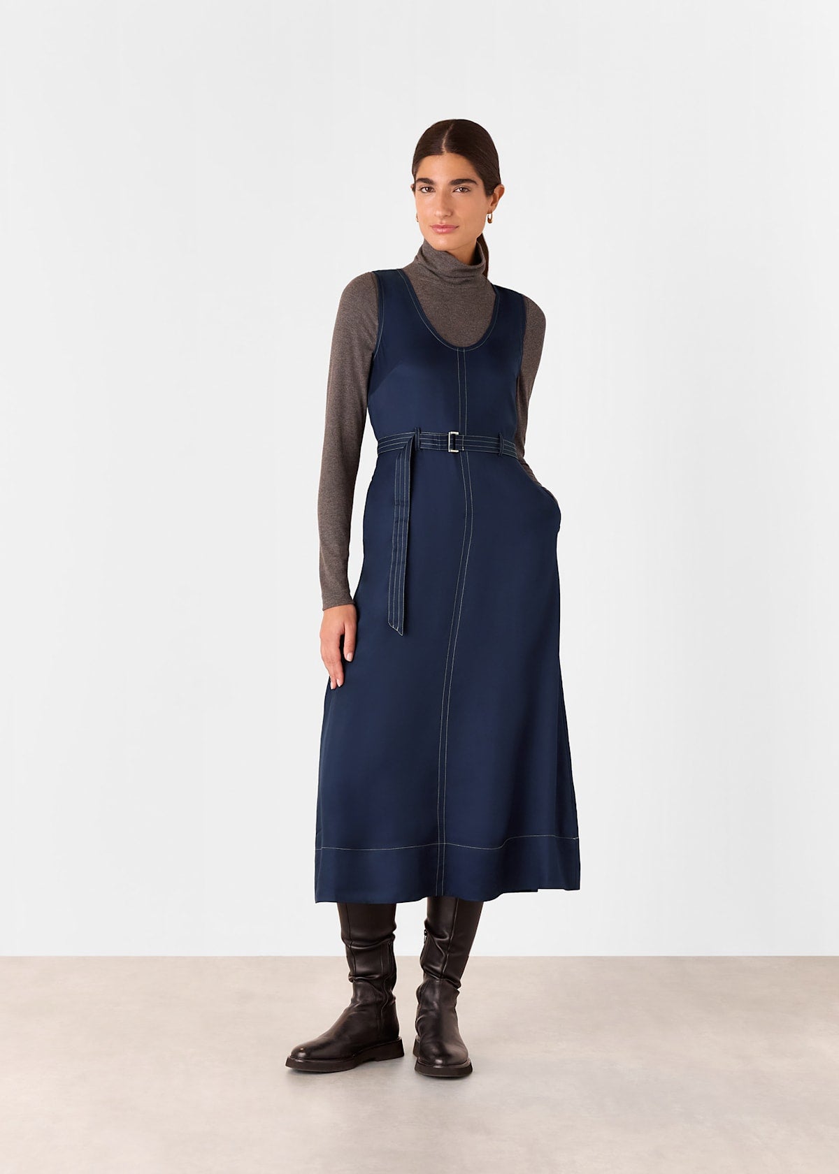 Navy Karina Sleeveless Midi Dress