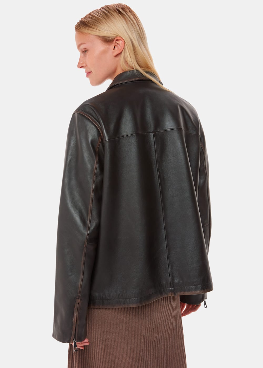 Brown Kate Burnished Leather Jacket