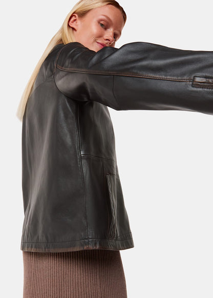 Brown Kate Burnished Leather Jacket