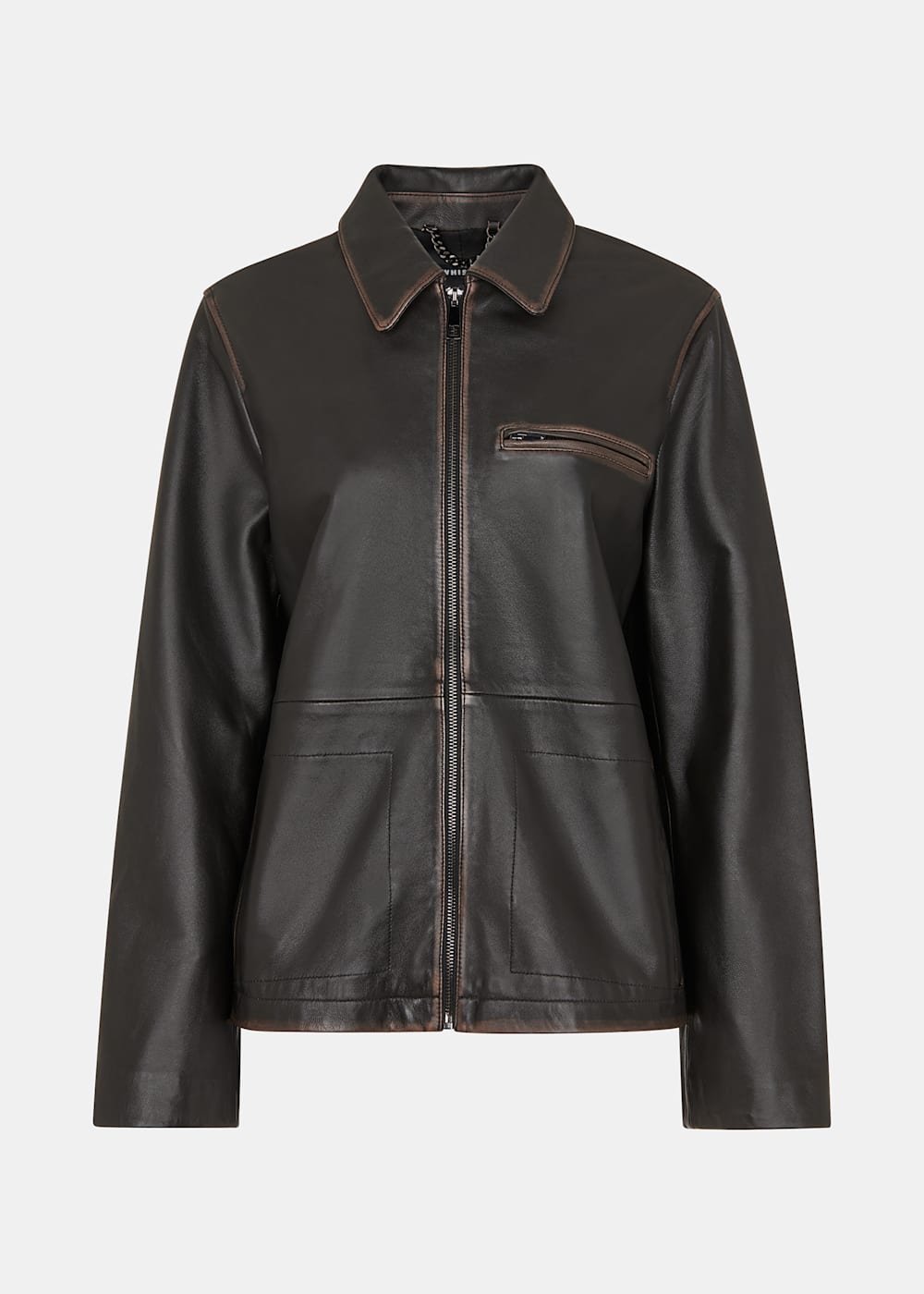 Brown Kate Burnished Leather Jacket