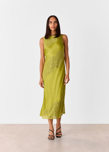 Lime Lace Insert Midi Dress