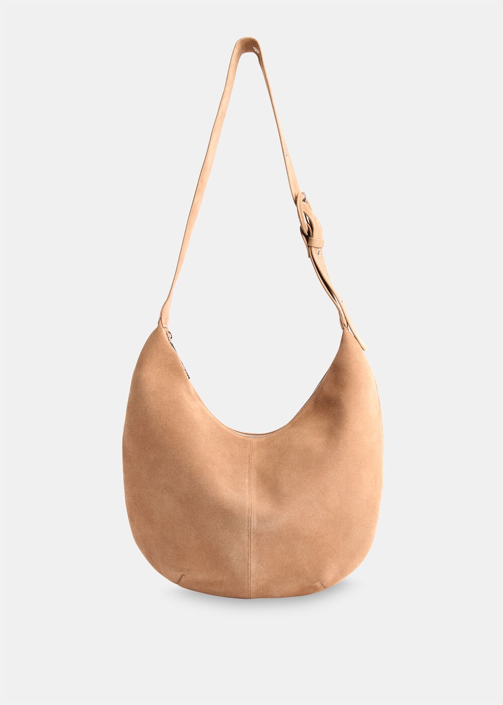 Taupe Large Sia Curved Suede Bag