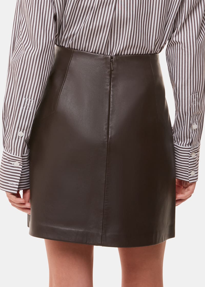 Brown Leather A Line Skirt