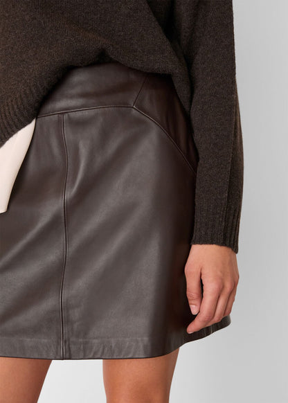 Brown Leather A Line Skirt