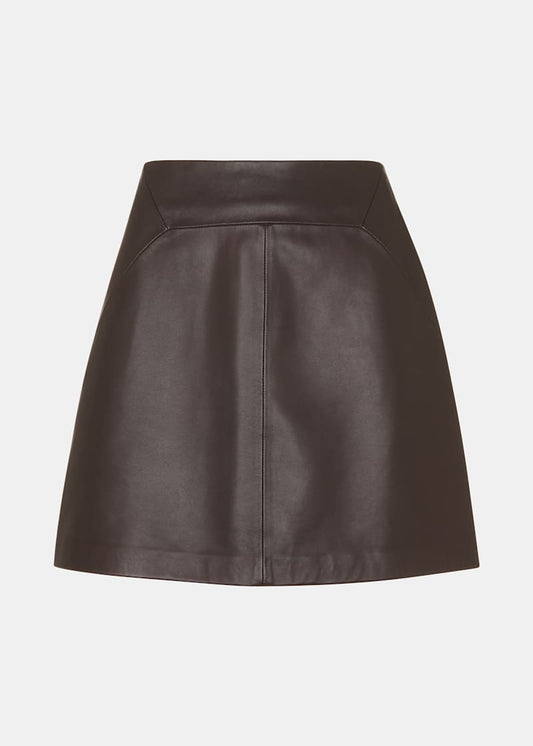 Brown Leather A Line Skirt