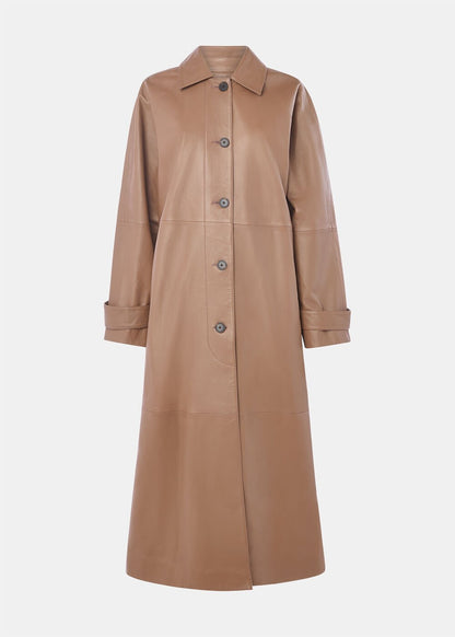 Taupe Leather Car Coat
