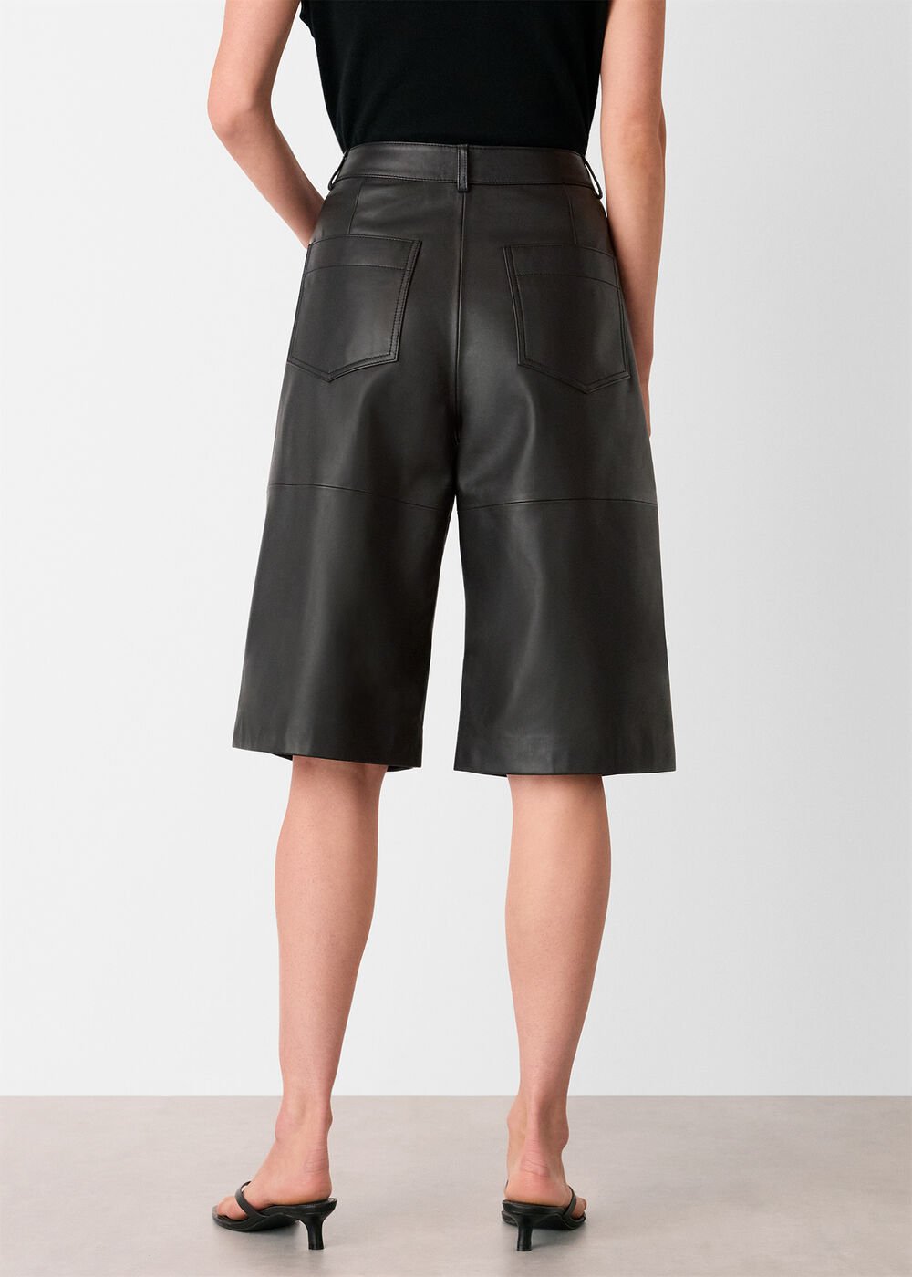 Black Leather Knee Short