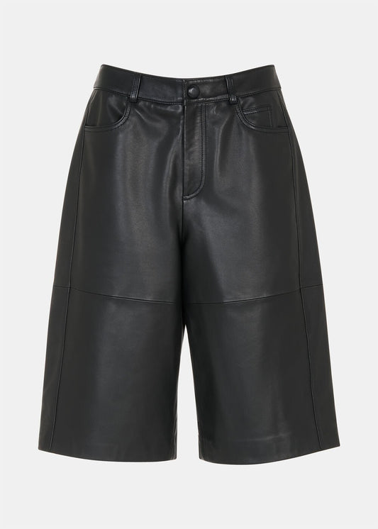 Black Leather Knee Short