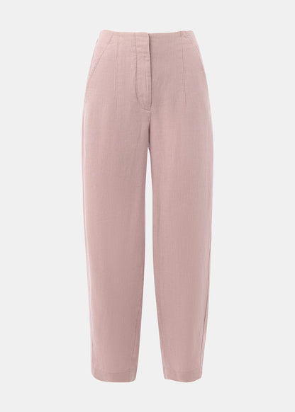 Dusty Pink Linen Barrel Leg Trouser