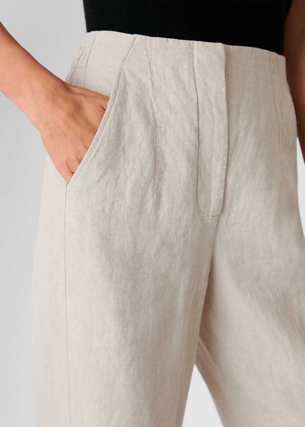 Oatmeal Linen Barrel Trouser
