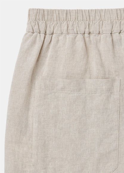 Oatmeal Linen Barrel Trouser