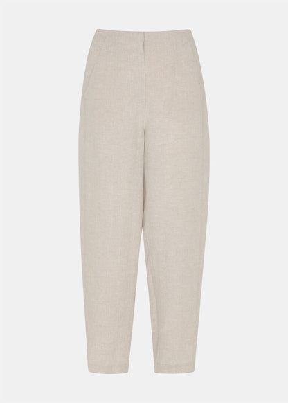 Oatmeal Linen Barrel Trouser