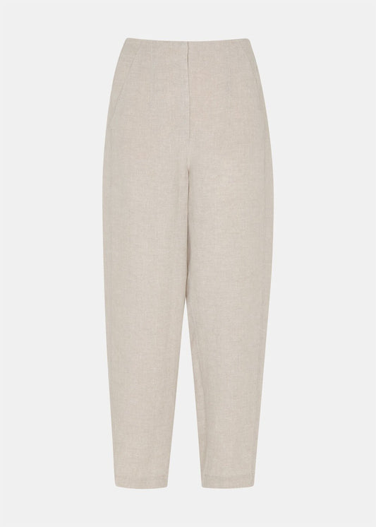 Oatmeal Linen Barrel Trouser