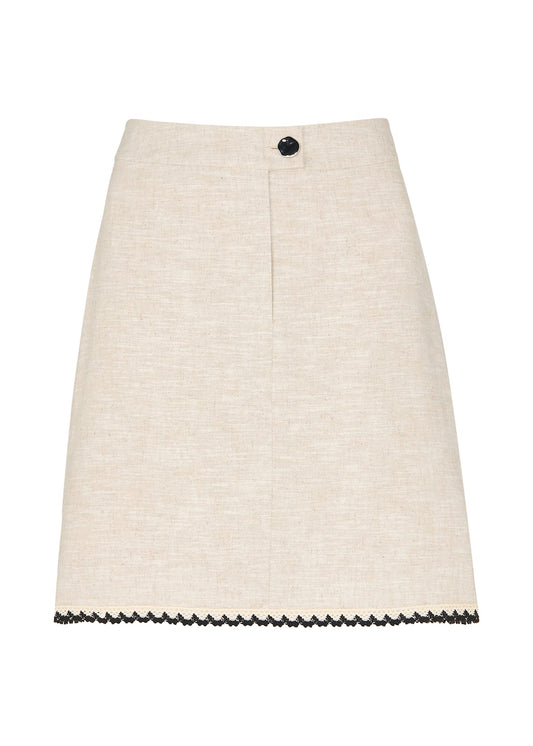 Oatmeal Linen Mix Mini Skirt