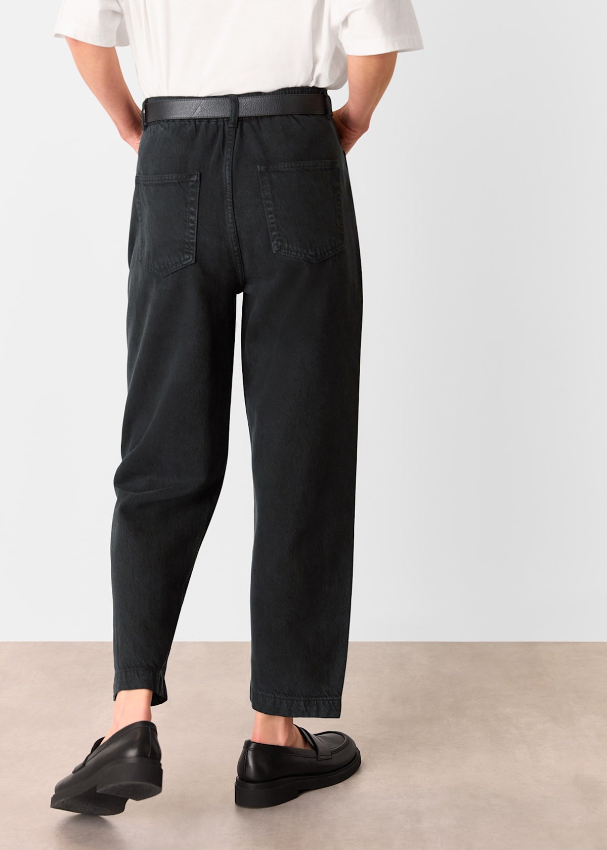 Washed Black Lola Cotton Blend Trousers