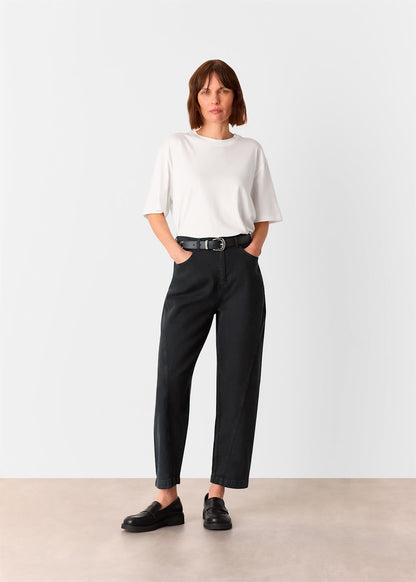 Washed Black Lola Cotton Blend Trousers