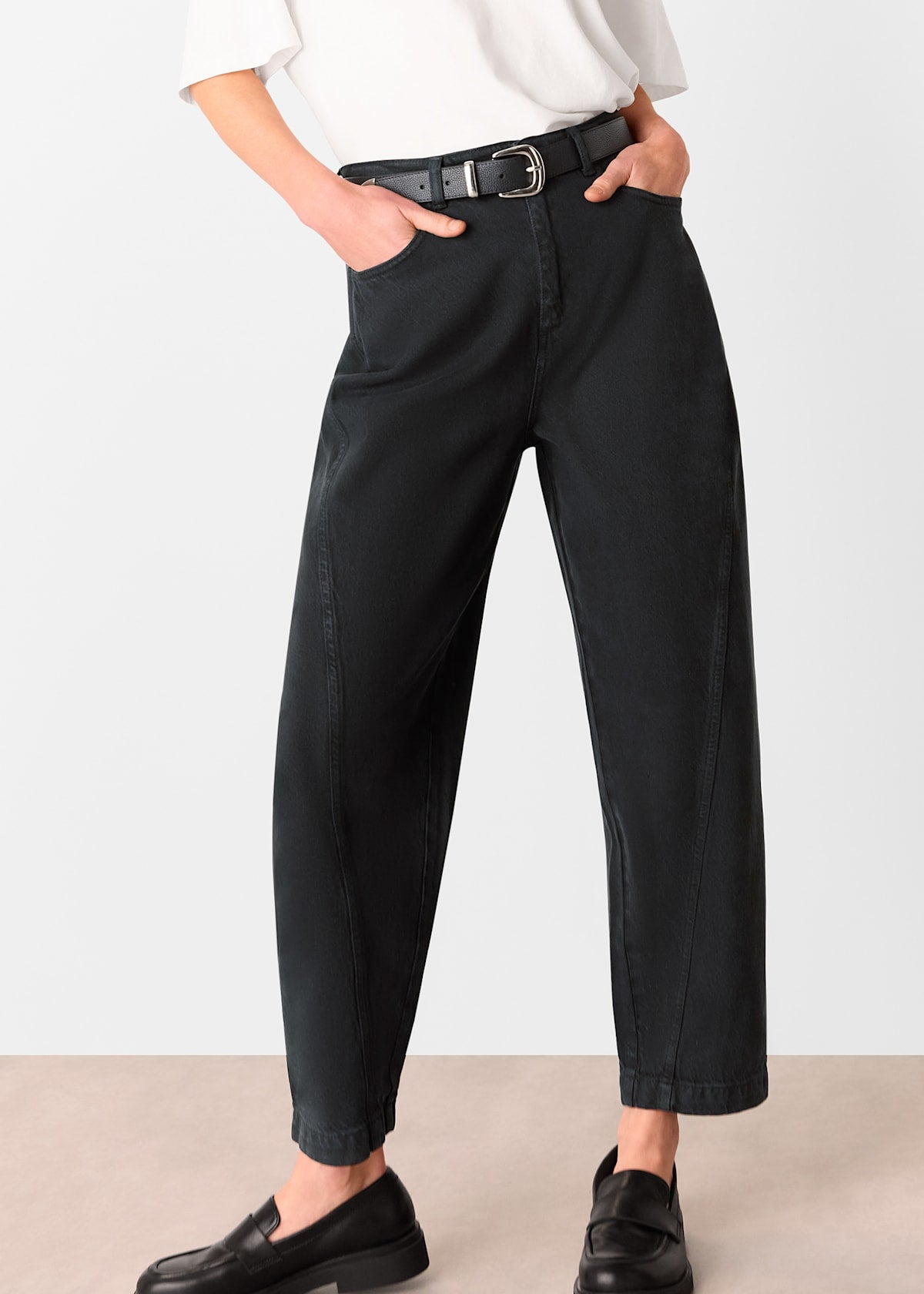 Washed Black Lola Cotton Blend Trousers