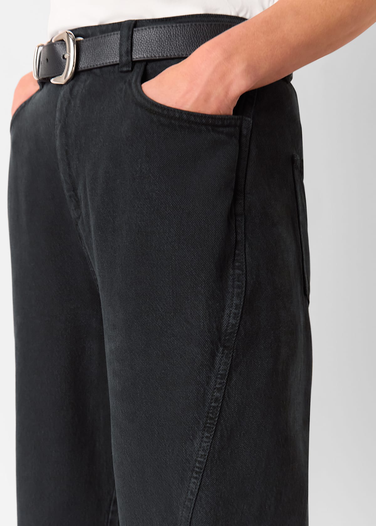 Washed Black Lola Cotton Blend Trousers