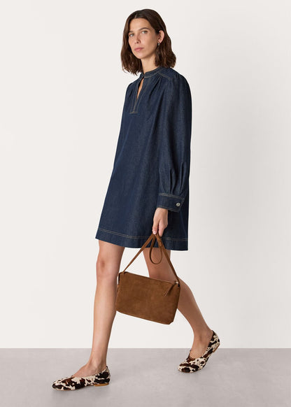 Dark Denim Long Sleeve Shift Mini Dress