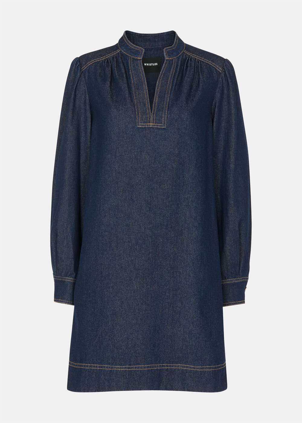 Dark Denim Long Sleeve Shift Mini Dress
