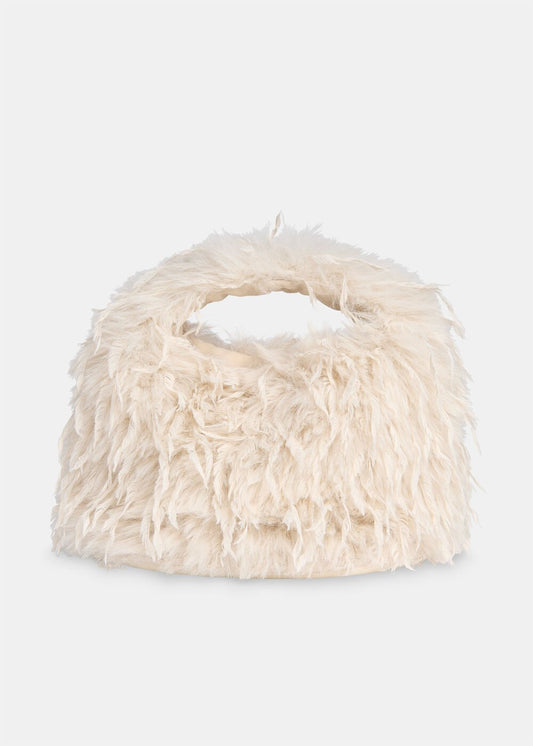 Taupe Luz Faux Feather Mini Bag