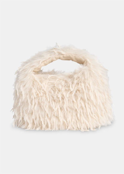 Taupe Luz Faux Feather Mini Bag