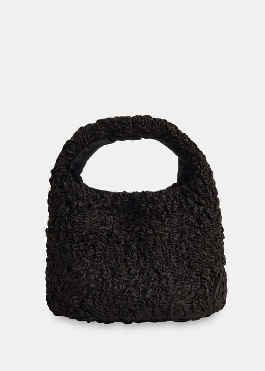 Black Luz Satin Ruched Mini Bag
