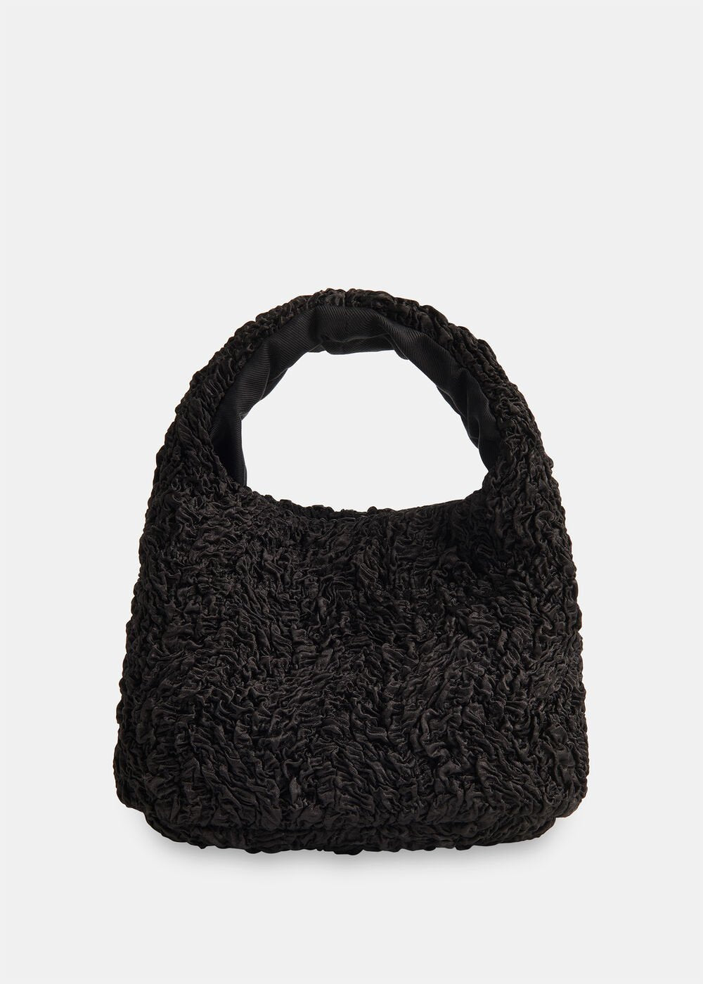Black Luz Satin Ruched Mini Bag