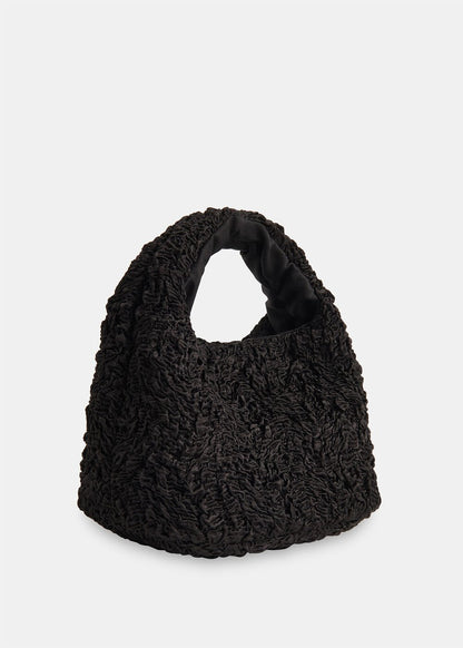 Black Luz Satin Ruched Mini Bag