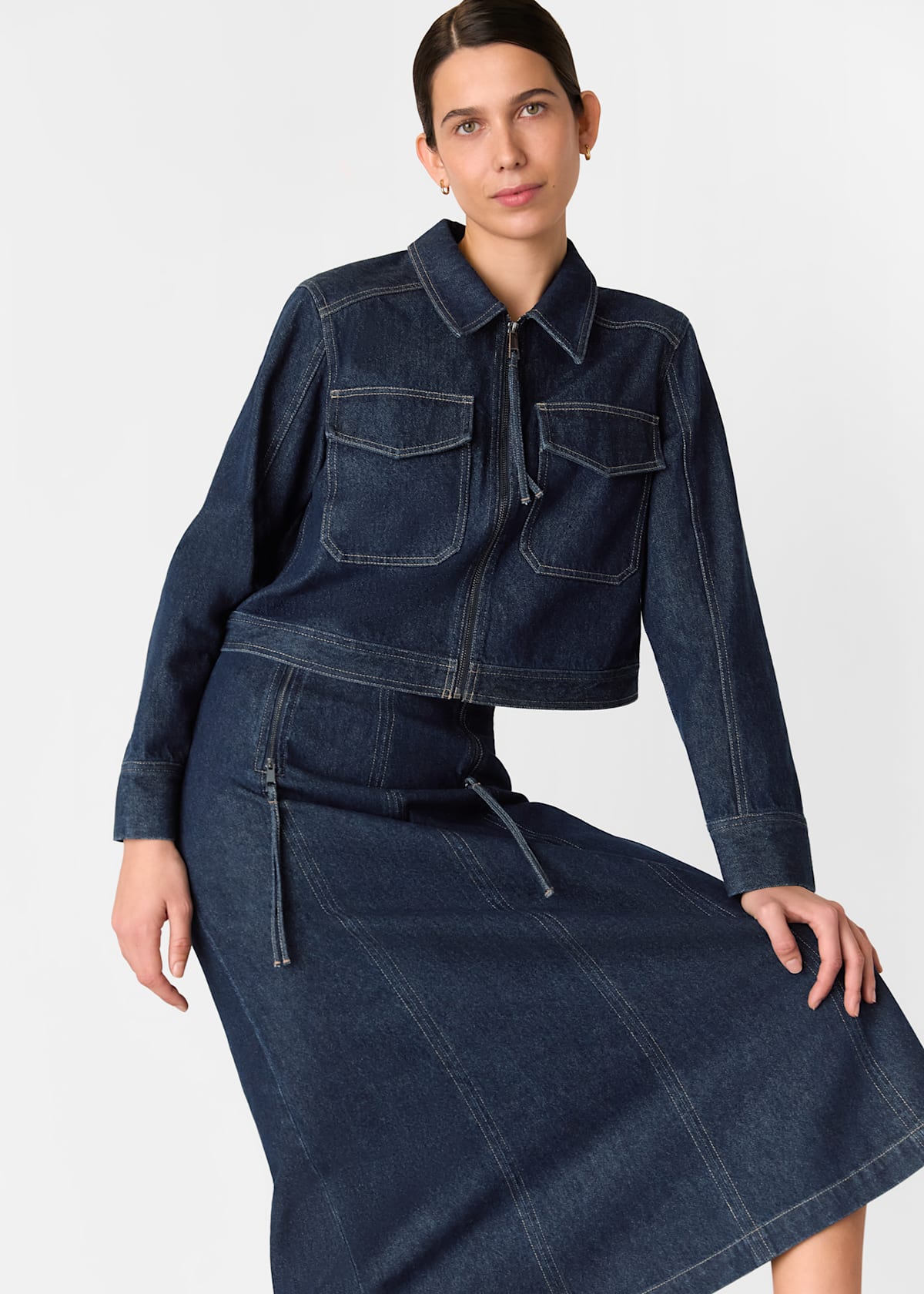 Dark Denim Madri Western Midi Skirt