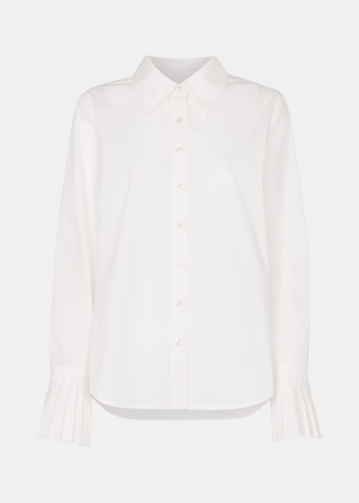 White Marcy Pleated Cuff Shirt