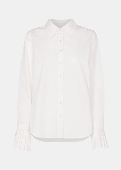 White Marcy Pleated Cuff Shirt